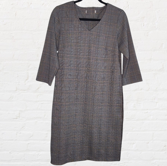 Soyaconcept Glen checkered dress with back zip and brown piped seam - Picture 1 of 9